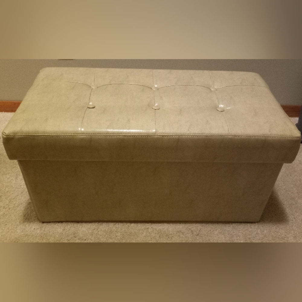 Valerie Parr Hill Faux Leather Tufted Collapsible Bench, QVC Item H206991, Ivory